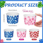 CHENGU 60 Pcs 9 oz Hawaii Hibiscus and Tropical Leaves Ice Cream Cups, Tropical - Image 2