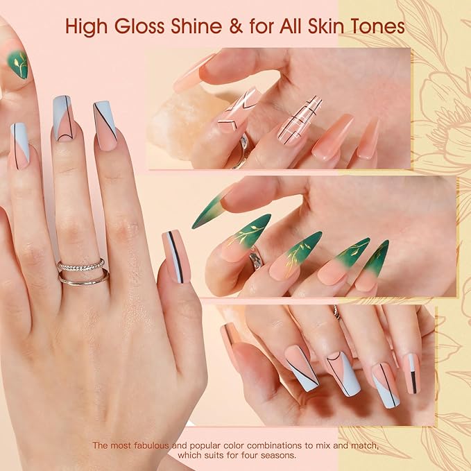 ROSALIND 2 oz Nude Poly Nail Gel, Fall Poly Extension Orange Gel Poly Builder Nude Nail Quick Building Acrylic Nails Poly Extension Gel Poly Thickening Nail Art Design Natural