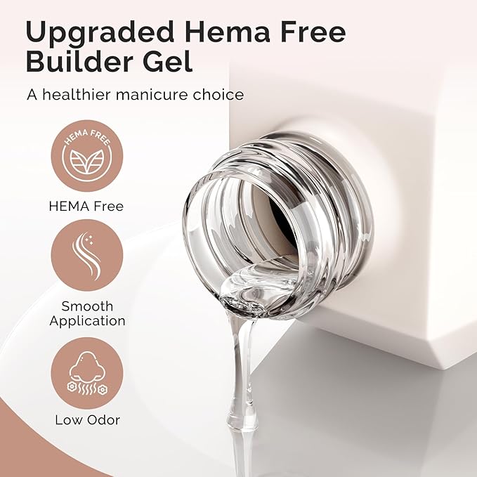 MelodySusie Hema Free Builder Nail Gel for Nails Thickening, 0.5 Fl Oz, Soak Off UV Extension Gel, Nail Art Design Salon DIY Manicure at Home for Women 2PCS