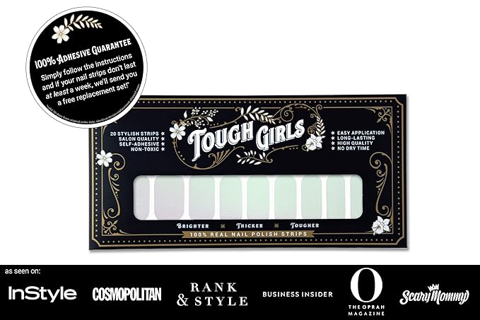 | 20 Exquisite Gel Nail Polish Strips w/Application Accessories - No UV/LED Lamp Required (Clear Gloss w/Green & Pink Iridescence)