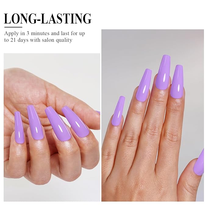 Imtiti Purple Gel Nail Polish, Lilac Purple Gel Polish High Gloss Soak Off UV LED Spring Summer Art Manicure Salon DIY Design 10ML