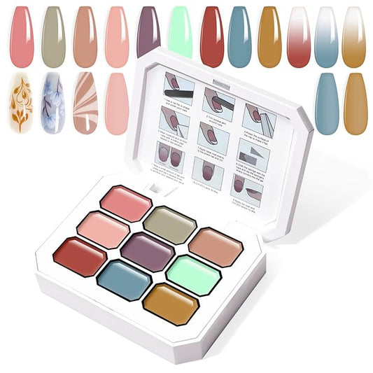 Gradient Painting Gel, 9 Colors Ombre Gel Nail Polish for Pigment Pat Nails Aura Nails French Manicure Soak Off UV Long-lasting Home Salon DIY Nail Art Monet’s Garden