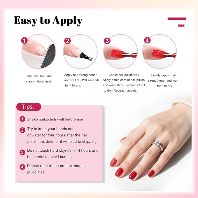 20 Color Perfume Nail Polish Set and 3 PCS Nail Strengthener, Red, Pink, Pueple and Green Quick Drying Nail Polish Set for Women Salon DIY Nail Art