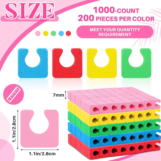 Mumufy 1000 Pcs Individual Toe Separators Bulk Soft Foam Comfortable Pedicure Toe Separators Dividers for Women Men Art Manicure Feet Nail Polish Painting Spa(Multicolor)