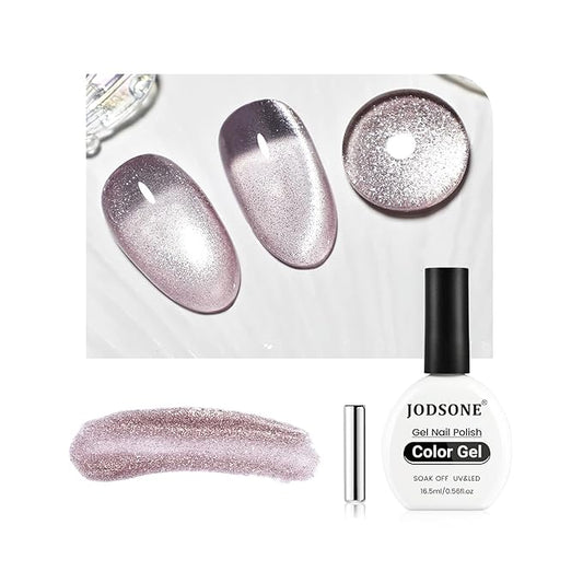 JODSONE 16.5ml Cat Eye Gel Nail Polish Silver Gray Glitter Magnetic Reflective Translucent at Home Salon Design Need U V Curing