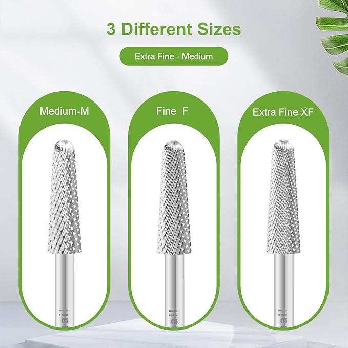 Cnynail 3/32" 4.0MM Small Cone Clean Medium Grit Carbide Cuticle Cleaner Bit for Electric Nail Drills – Professional Manicure Tool for Nail Salons and Home Use (XF Grit. Silver)