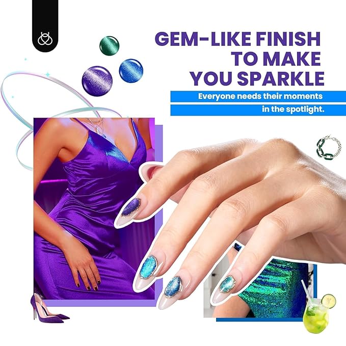 Beetles Cat Eye Gel Nail Polish Set - 20 Colors Christmas Glitter Red Green Blue Brown Black Nude Pink Magnetic Base Matte Glossy Top Coat Lush Velvet Soak Off UV Manicure Salon Gift for Women