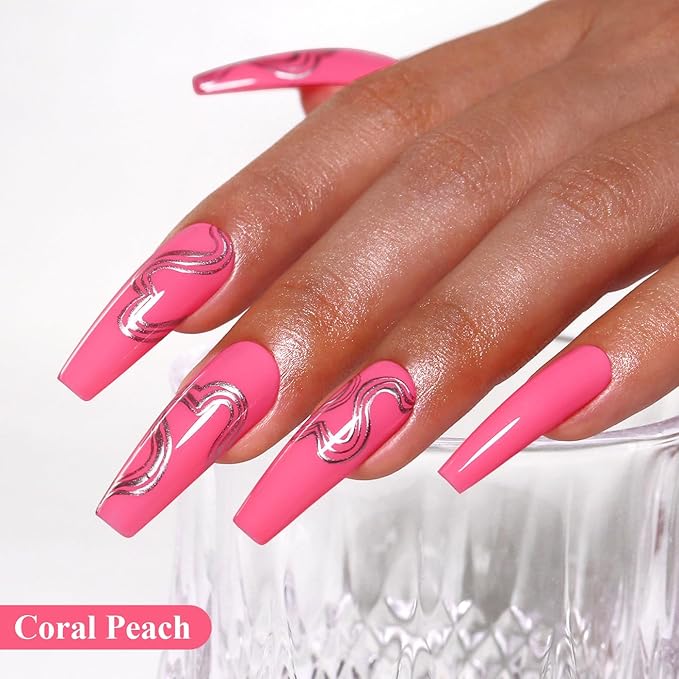 Imtiti Peach Gel Nail Polish, Peach Pink Nail Gel Polish High Gloss Soak Off UV LED Spring Summer Nail Art Manicure Salon DIY Design 10ML