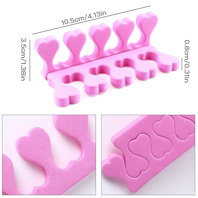 Toe Separators, Lainrrew 50 Pcs/ 25 Pairs Soft Foam Toe Separator Pedicure Toe Stretcher Toe Spacers Cushions Finger Dividers with 5 Nail Files for Nail Polish, Toes & Finger Relaxing Holding