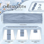 Showgeous 2 Pack Dusty Blue Cheesecloth Table Runners Boho Wedding Decor | - Image 2