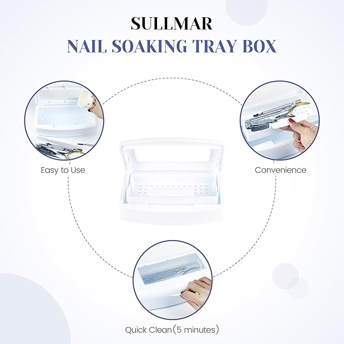 Nail Tool Sterilizers Plastic Nail Art Tray,Clean Box Storage Organizer for Nail,Tweezers, Cutter Manicure Equipment-Nail Art Tool (Purple)