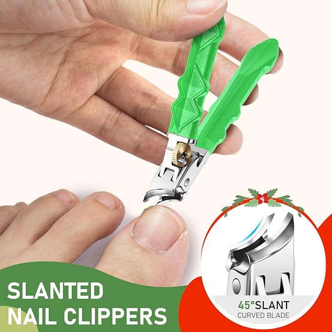 2025 Christmas Gifts, Toenail Clippers for Thick Toenails for Seniors, Wide Jaw Opening Nail Clippers, Heavy Duty Ingrown Toenail Clippers Nail Cutters, Ultra Sharp Slanted Nail Clippers, Dual Green