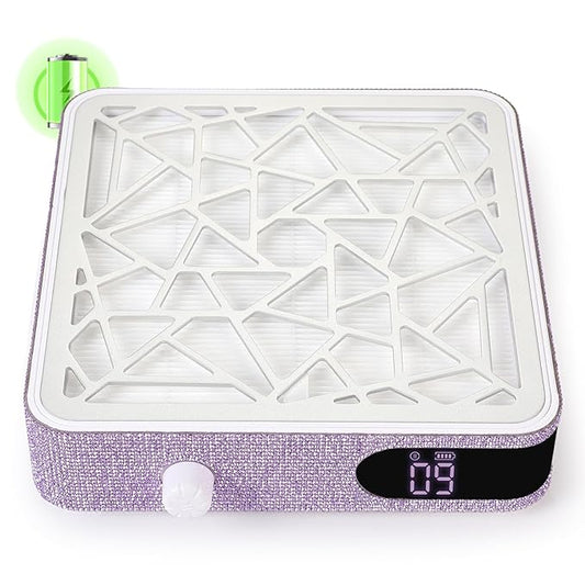 Nail Dust Collector, Cordless Dust Collector Nail Tech, Powerful Vacuum Fan Vent Dust Collector Extractor Dust Suction Machine for Acrylic Nails Polishing, Nail Salon, Light Purple