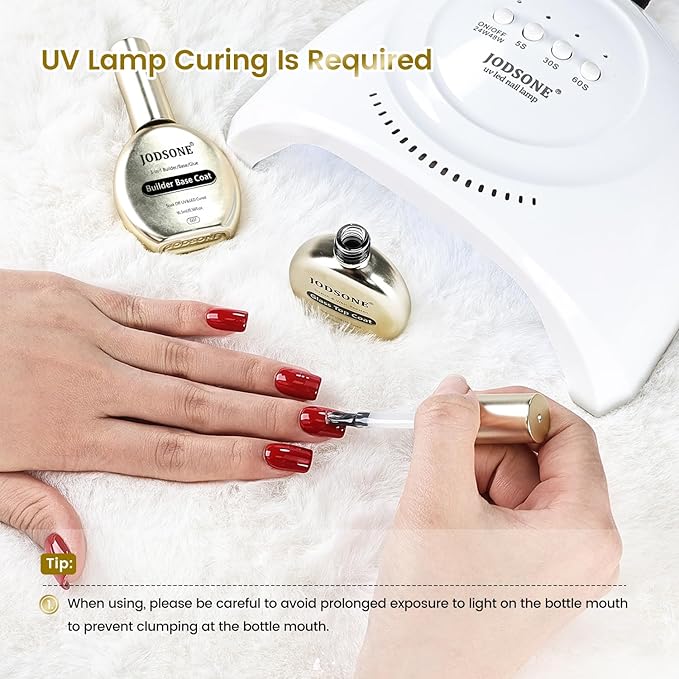 JODSONE Top Coat & Base Coat Gel Polish,2Pcs 16.5ml No Wipe Base Coat and Top Coat Set for Long Lasting Need U V Lamp Cured at Home DIY Nail Salon Girl Gift