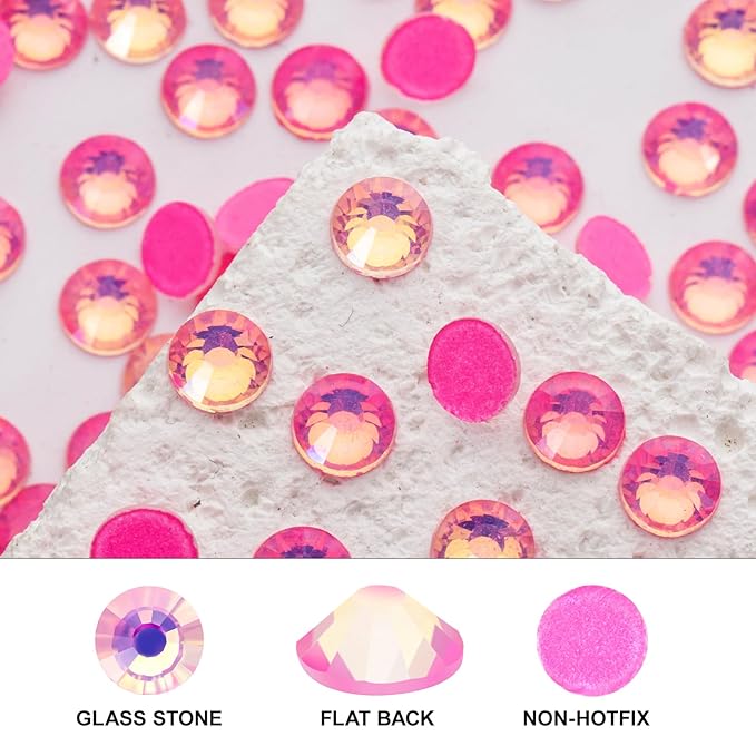 Novani 3000 Pieces Flatback Rhinestones Glass Round Gems F-Pink Crystals for Nail Art DIY Crafts Clothes Shoes,SS20,4.6-4.8mm