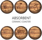 Coasters for Drinks, Ceramic Stone, Wooden Rustic | Farmhouse Wood Absorbent - Image 6