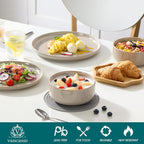 vancasso PLAYA Plates and Bowls Sets, 12 Pieces Grey Dinnerware Sets - Image 4