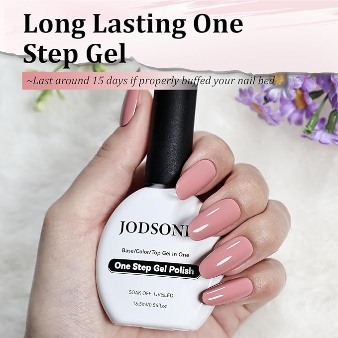 JODSONE Pink Gel Polish Top Base Coat,16.5ml 3-in-1 One Step Gel Polish,Base Color Top Gel in One, Save Time,Long Lasting