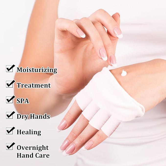 6 Pairs of Cotton Gloves for Dry Hands Sleeping, White Cotton Fingerless Moisturizing Gloves for Women, Fingerless Touchscreen Design for Sleeping Eczema Spa Treatment Overnight Hydration Unisex