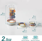 vancasso 2.5 Oz Stackable Espresso Cup Set of 4, Ceramic - Image 2