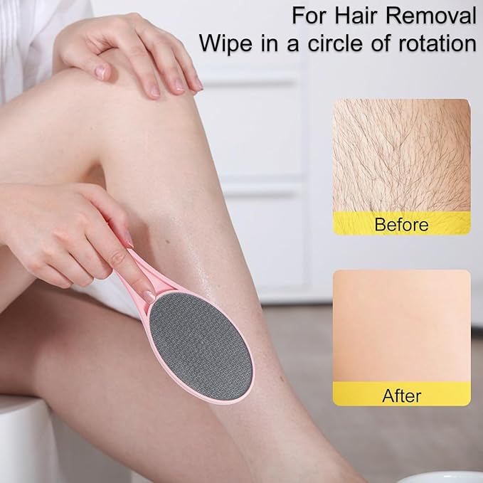 Nano Glass Foot File Callus Remover, 2 Pack Hard and Dead Skin Remover for Feet, Double Sided Foot Scrubber Hygienic Pedicure Tool, Hair Eraser for Softer and Smoother Feet Hands, Green & Pink