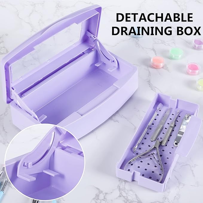 Plastic Sterilizing Tray,sterilization box,nail art tool sterilizer tray, Sterilizer Tray Box Nail Art Salon Sterilizing Too（Purple）