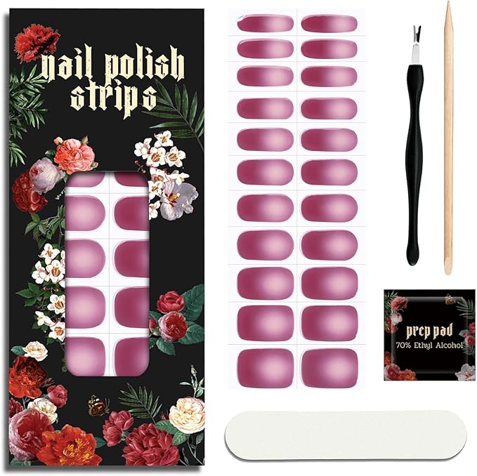 Nail Polish Strips - 22 Pcs Salon Quality Gel Nail Stickers - Long Lasting Wraps (Urban Pink Rose)