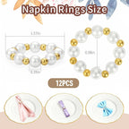 Pearl Napkin Rings Set of 12, Handmade Imitation Pearl Napkin Rings, Napkin - Image 2
