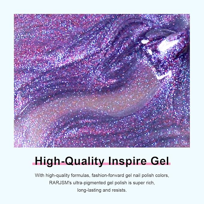 RARJSM Aurora Cat Eye Gel Nail Polish with Magnet Stick Blue Purple Multi Color 9D Diamond Galaxy Cateye Gel Polish Chunky Shimmer UV LED Curing Requires Soak Off for Home Salon Manicure 15ml