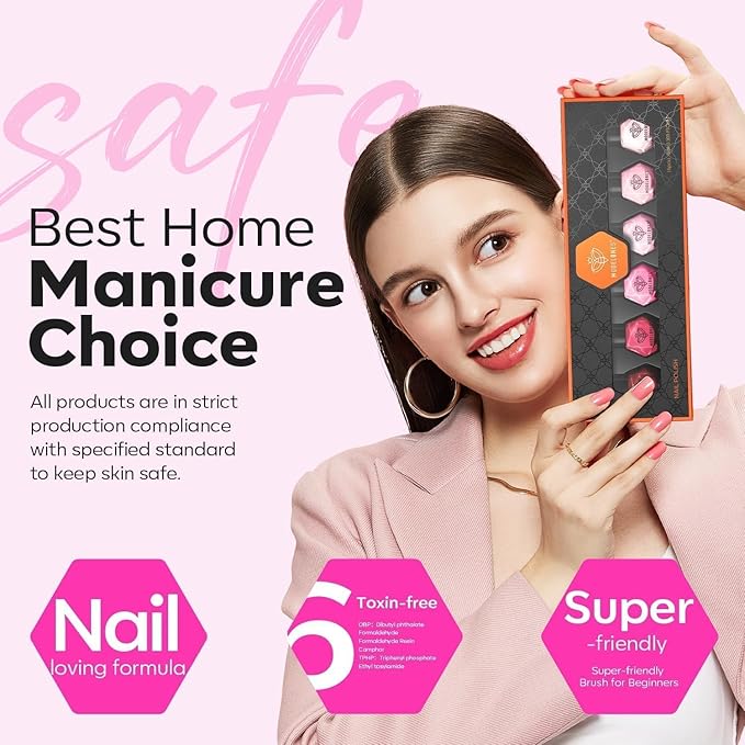 modelones Pink Nail Polish 6 Colors Hot Pink Tones Neon Shades Magenta Light Soft to Dark 2025 Spring Summer Nail Art Design for Women Girl Nail Lovers Valentine's Day Gift Salon DIY Manicure Kit
