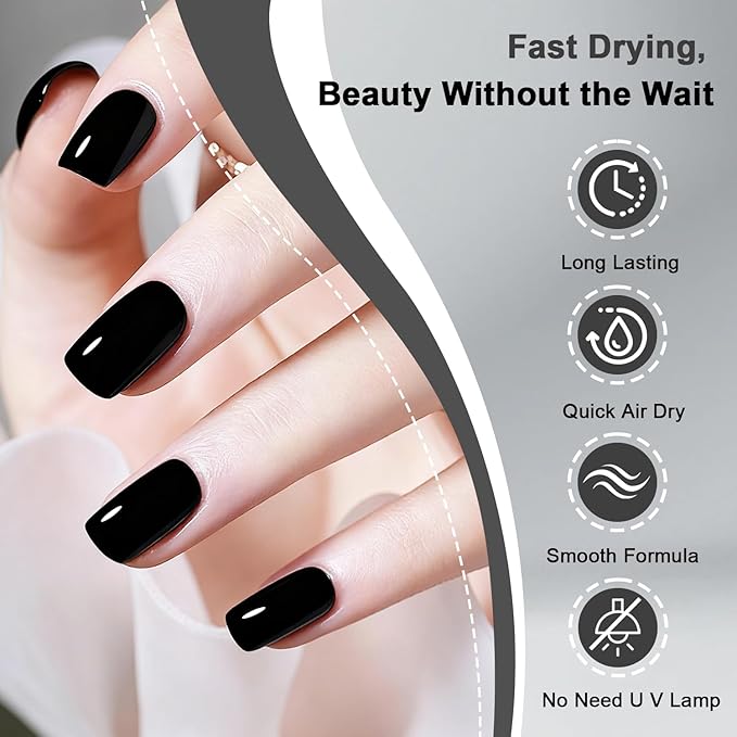 16.5ml Black Perfume Nail Polish Large Volume Quick Dry Nail Polish, Long Lasting Shine, Fingernail Toenail Nail Art DIY Home Travel Nail Art Gift