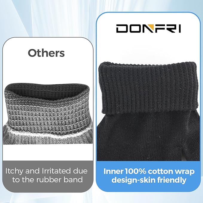 Donfri 6 Pairs Cotton Moisturizing Gloves Men Touchscreen Fingers for Eczema Dry Hands Hand Care Overnight Moisturizing (Medium-Black)