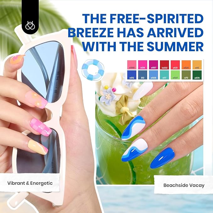 Beetles Winter Gel Nail Polish Set, 70 PCS 60 Colors Red Green Pink Brown Blue Nude Glitter Gel Nail Polish Kit with Base Top Coat for Beginners UV LED Needed DIY Salon Christmas Gifts for Women