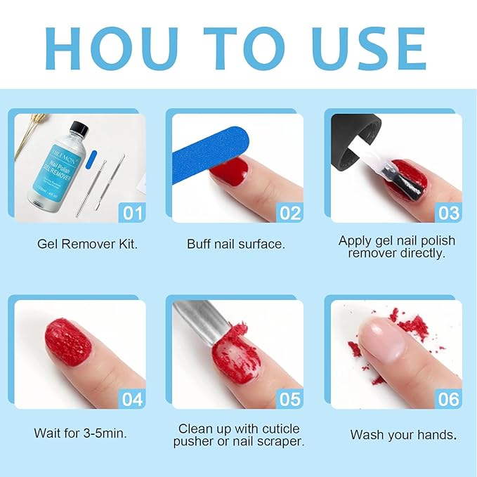 Quick Gel Nail Polish Remover Kit, Easy Remove Gel Polish in 3 Minutes, Safe for Natural Nails with Nail Tools, No Need Soaking or Wrapping, Gel Remover for Nails, Larger Size (120ml)
