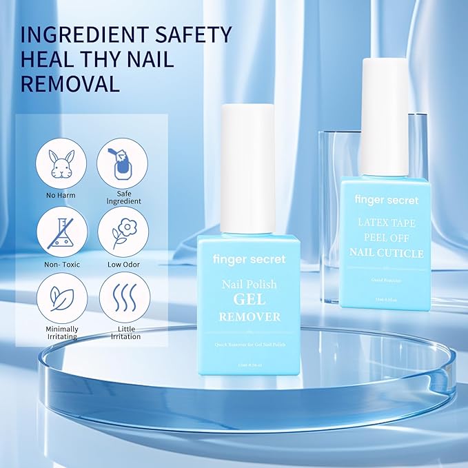 Nail Polish Gel Remover Kit- Professional Manicure Essential. Includes Latex Tape, Nail Cuticle Oil (Lavender), Nail Remover. 15ml/0.5floz.Ideal For Home Use and Salon.