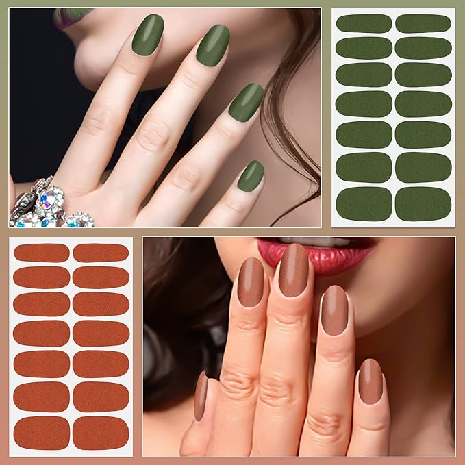 Nail Polish Strips - Solid Color & Glitter, DANNEASY 24 Sheets Nail Wraps for Women Gel Nail Strips Stick on Nail Polish Stickers Self Adhesive Manicure Sticker for Nail Art with File, Cuticle Stick