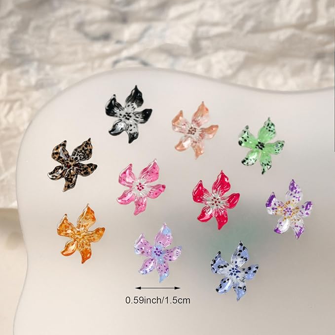 150PCS Flower Nail Charms, 3D Hawaii Hibiscus Floral Nail Rhinestones Spring Summer Nail Jewelry Tiny Flowers Acrylic Nail Design for Women Girls DIY Manicure Nail Decorations Accessories