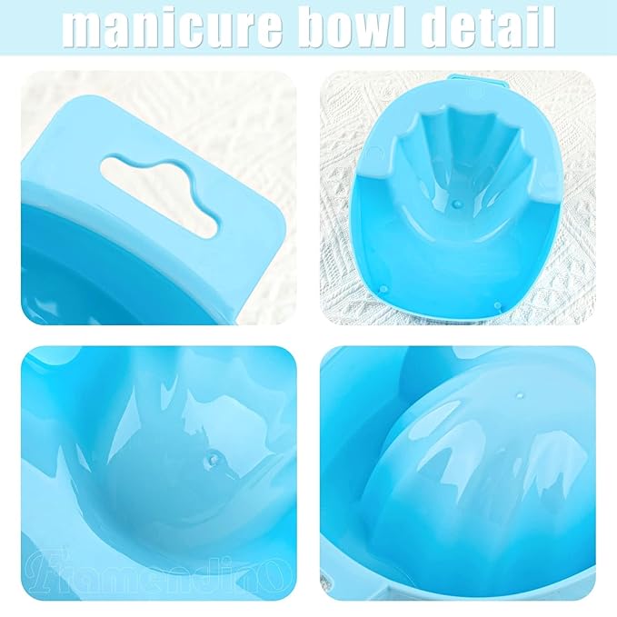 Framendino, 2 Pack Manicure Hand Bowl Nail Art Soak Off Bowls for Hands Wash Spa Tool Blue