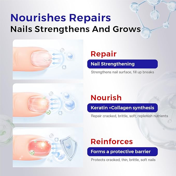 Morovan Nail Strengthener and Growth: Sparkle Pink Nail Polish Hardener for Damaged Nails Natural Concealer Foundation Air Dry Prevents Discoloration Essential Manicure Care Gift Women