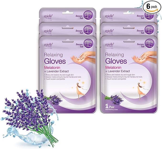 Epielle Relaxing Hand Mask 6 Pairs, Deep Moisturizing Gloves for Dry, Cracked Hands, Self Care Gifts for Women, Spa Kit, Stocking Stuffers, Thanksgiving Essentials