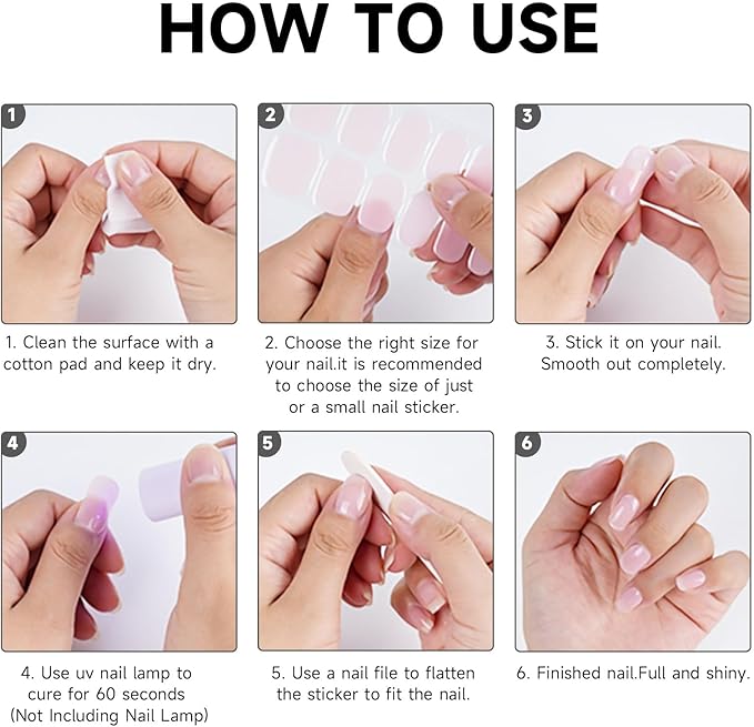 Semi Cured Gel Nail Strips, 28 pcs Gel Nails Stickers for Women Wedding Party Work with Any UV Lamp, Long Lasting Nail Wraps for Home DIY Nails Art (Love Kisses)
