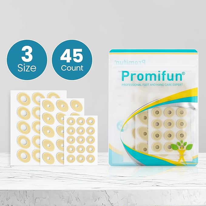 Corn Cushions for Toes and Feet - Callus Cushions to Protect Sore Spots with Foam Padding - Self-Stick Adhesive Pads - Relief Pain, Pressure and Friction from Shoes (Multi-Size, 45 Count)