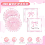 Pink Bow Party Decorations, Coquette Birthday Decorations Pink Bow Napinks - Image 3