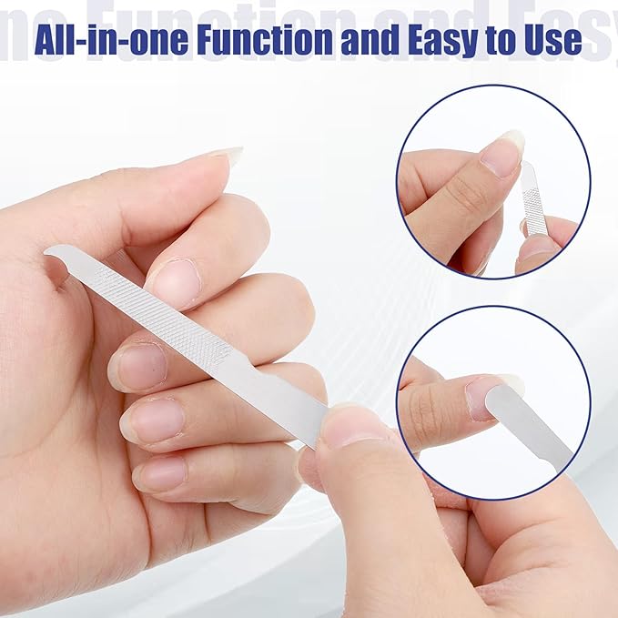 12 Pcs Metal Nail Files, Fingernail Files 3.6’’ Stainless Steel Thin Durable Nail File with Curved Sharp Pointed Tip Fingernail File