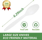 300 Disposable Spoons, Large Biodegradable Eco-Friendly Durable and Heat - Image 3