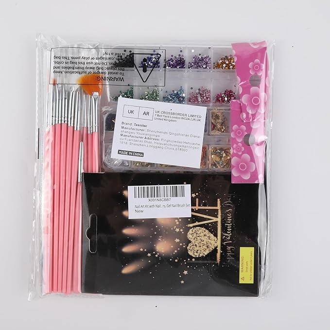 Teenitor Nail Art Brushes Nail Art Tools, Nail Brushes for Nail Art Kit with Nail Stickers, Nail Design Tools Nail Design Brushes Nail Gems, Nail Stuff Dotting Tools Nail Art Stickers Nail Supplies