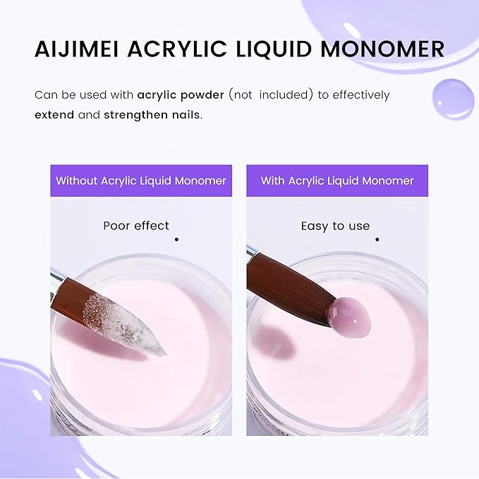 AIJIMEI Acrylic Liquid Monomer for Nail System, 120ml/4fl.oz with Acrylic Nail Brush for Acrylic Powder Application Acrylic Nail Monomer Liquid for Acrylic Nails (Acrylic Liquid 120ml/4fl.oz)
