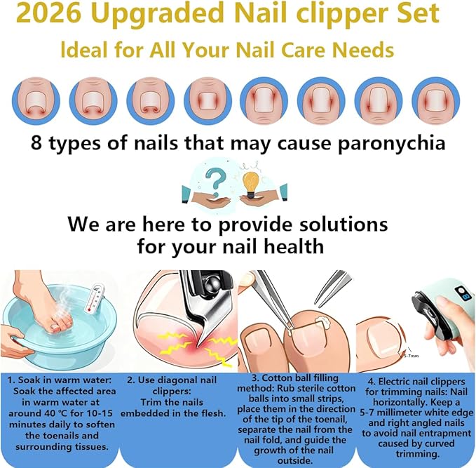 Electric Nail Clipper, 2026 Improved Nail Clippers Set, Includes an Automatic 2-in-1 Nail Clippers (with LED Light & Storage Box), an Oblique Nail Clippers, Ideal for All Your Nail Care Needs - Green