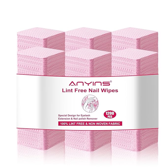 Lint Free Nail Wipes, 1200PCS Pink Lint Free Wipes Non-woven Fabric Gel Polish Remover Super Absorbent Soft Nail Polish Remover for Nail Salon, Home DIY