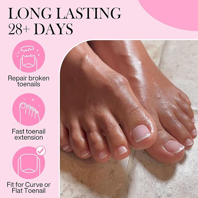 Square Toe Nail Tips, 240pcs Press On Toenails for Women Full Matte Wider Toe Nail Tips, 12 Size Full Cover Short Fake Toenail for Big Toe Nail Extensions Home DIY Nail Salon Soak Off